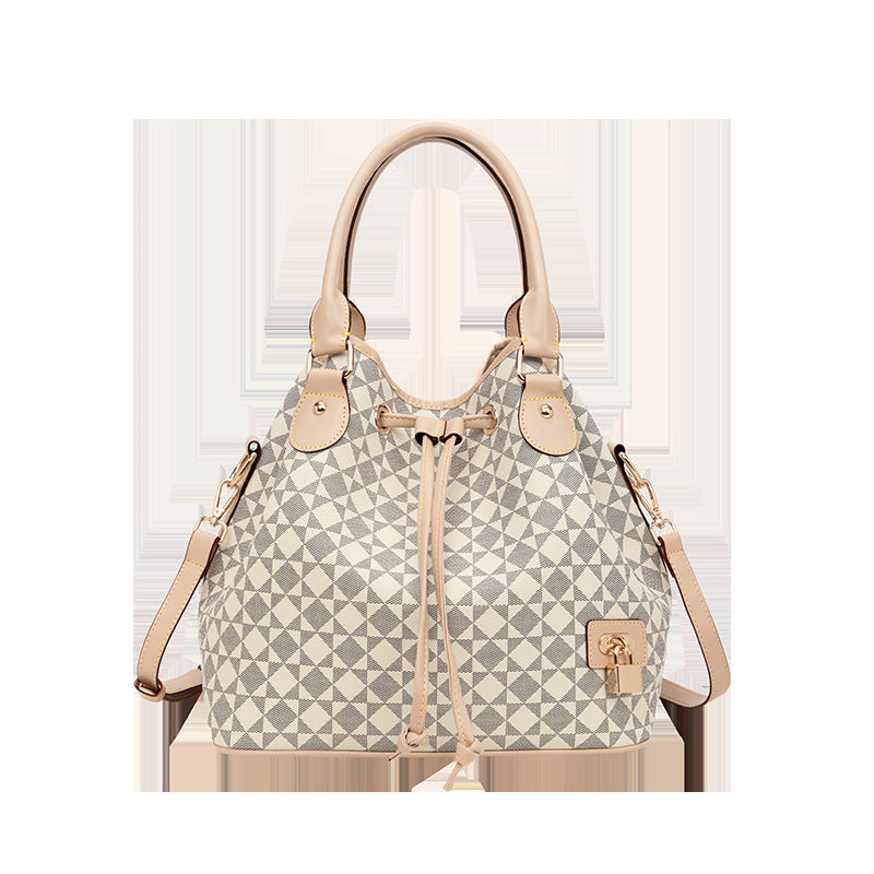 Large Capacity PU Bucket Bag for Women - Korean Style Drawstring Tote with Adjustable Strap, Commuter Shoulder Bag