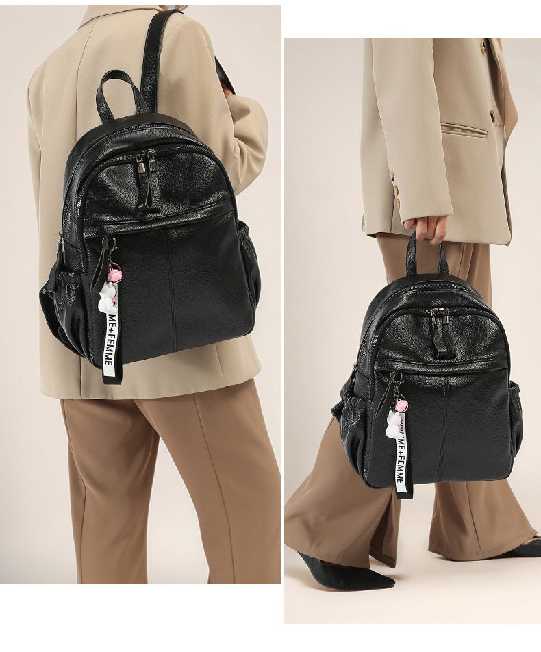 Waterproof PU Backpack - Large Capacity Travel Bookbag with Zip Top, Durable Student Backpack with Carry Handle