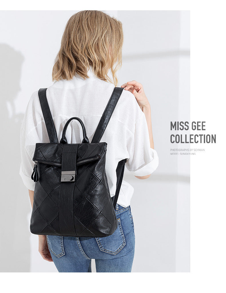 Women's Lock Secure Backpack with Multiple Pockets, Structured Soft Leather Travel Rucksack and Top Handle