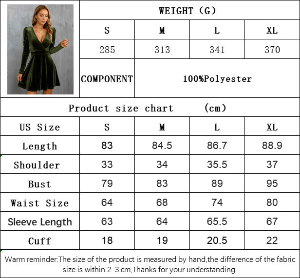 Deep V-Neck Velvet Dress for Women, Gigot Sleeve A-Line Mini Dress with Waist Tucking