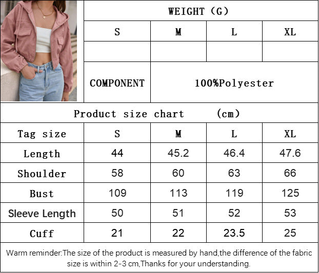 Cordoroys Crop Hooded Jacket for Women, Fall Winter Loose Casual Short Zip-Up Outerwear