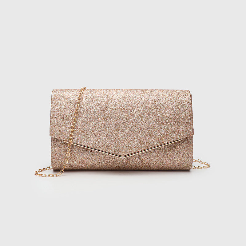 Horizontal Square Clutch Bag for Women, Elegant Polyester Evening Purse with Detachable Chain Strap