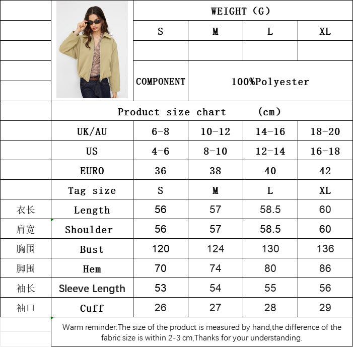 Khaki Cropped Utility Jacket for Women, Convertible Stand Collar Zip Up Long Sleeve Spring Fall Coat