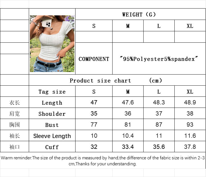 Deep U-Neck Sexy Crop Top for Women, Short Sleeve Slim Fit Versatile T-Shirt