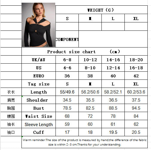 Halter Neck Long Sleeve Top for Women, Streetwear Off Shoulder Slim Fit Sexy T Shirt