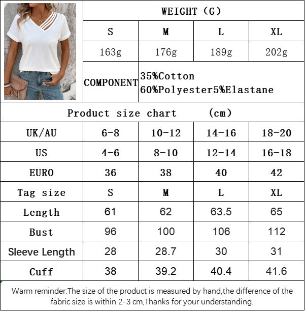 V-Neck Short Sleeve Top for Women, Spring Summer Minimalist Loose Fit Casual T-Shirt