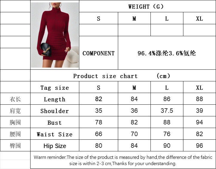 Chic Long Sleeve Mini Dress for Women, Minimalist High Neck Versatile Bodycon Dress