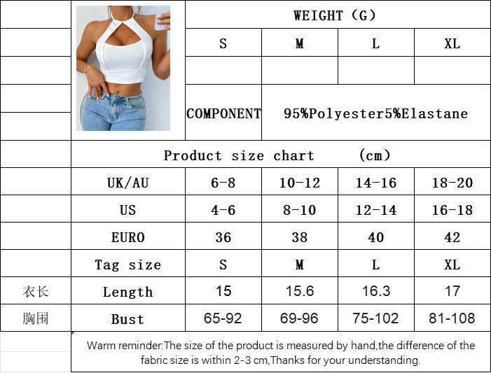 Halter Neck Backless Vest for Women, Sexy Solid Color Cropped Tank Slim Fit Midriff Top