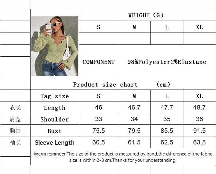 Baby Hem Stitching Edge Bell Sleeve Top for Women, Asymmetric Neck Cropped T-Shirt Fall Winter Elegant Blouse