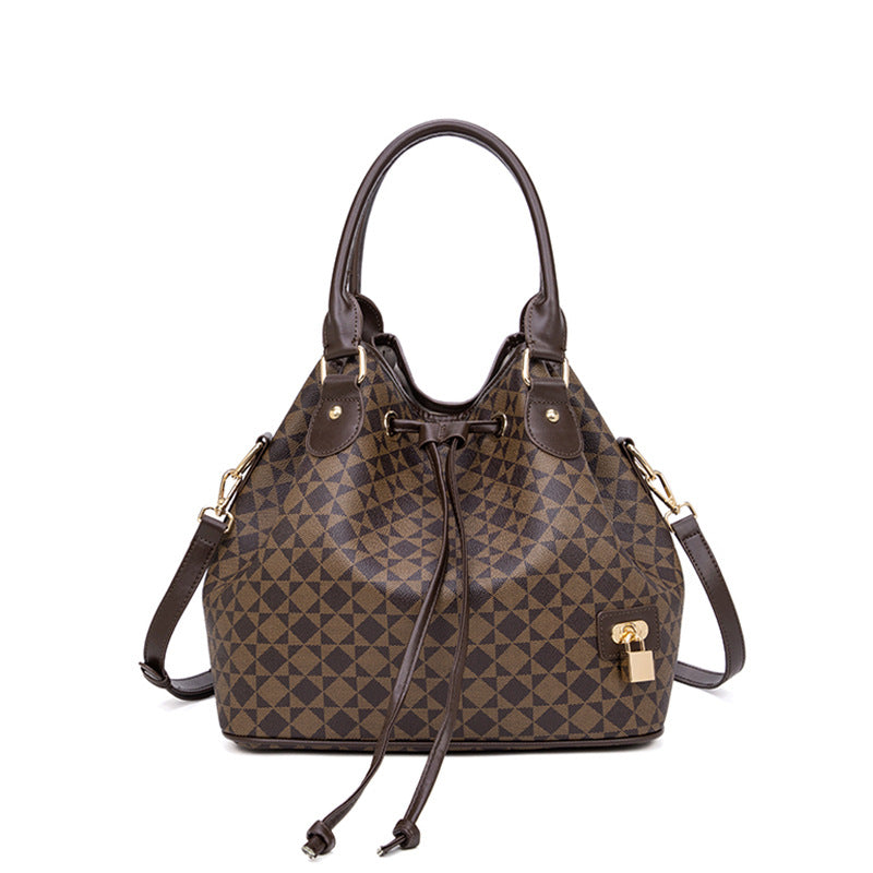 Large Capacity PU Bucket Bag for Women - Korean Style Drawstring Tote with Adjustable Strap, Commuter Shoulder Bag