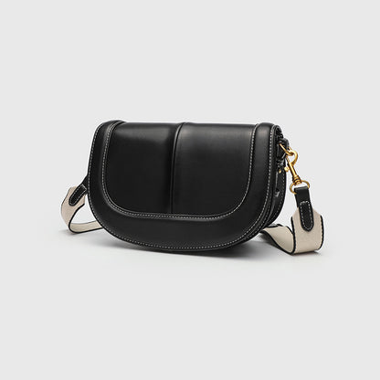 Shell Shape Saddle Bag - PU Flap Top Purse with Magnetic Closure, Women's Shoulder Bag with 2 Detachable Straps