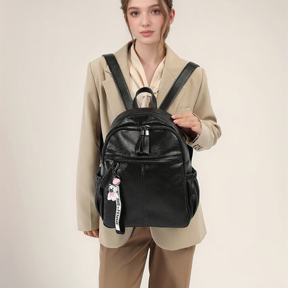 Waterproof PU Backpack - Large Capacity Travel Bookbag with Zip Top, Durable Student Backpack with Carry Handle