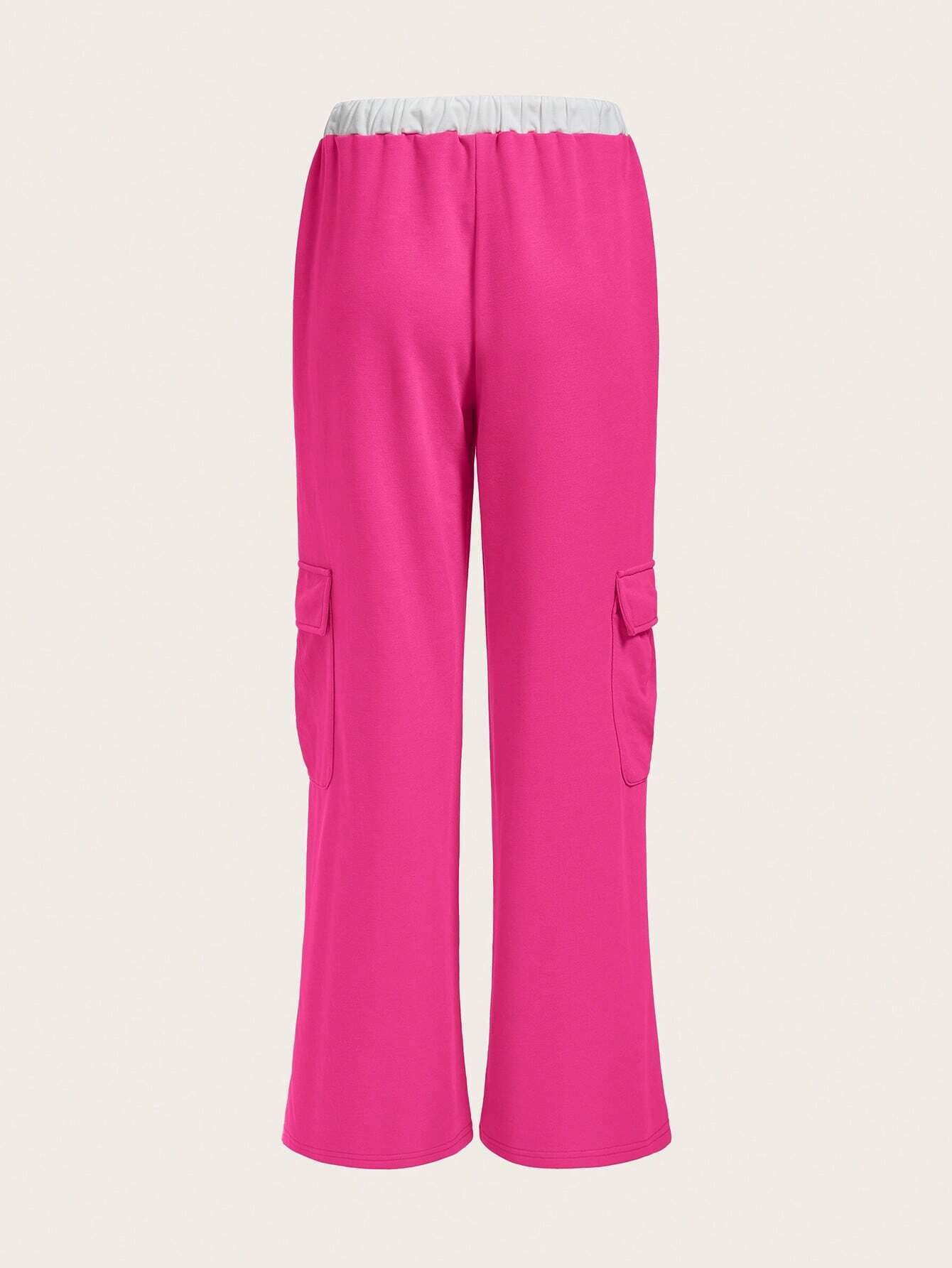 Loose Fit Cargo Pants for Women, Mid Waist Straight Leg Drawstring Trousers Casual Wide Leg Streetwear Bottoms