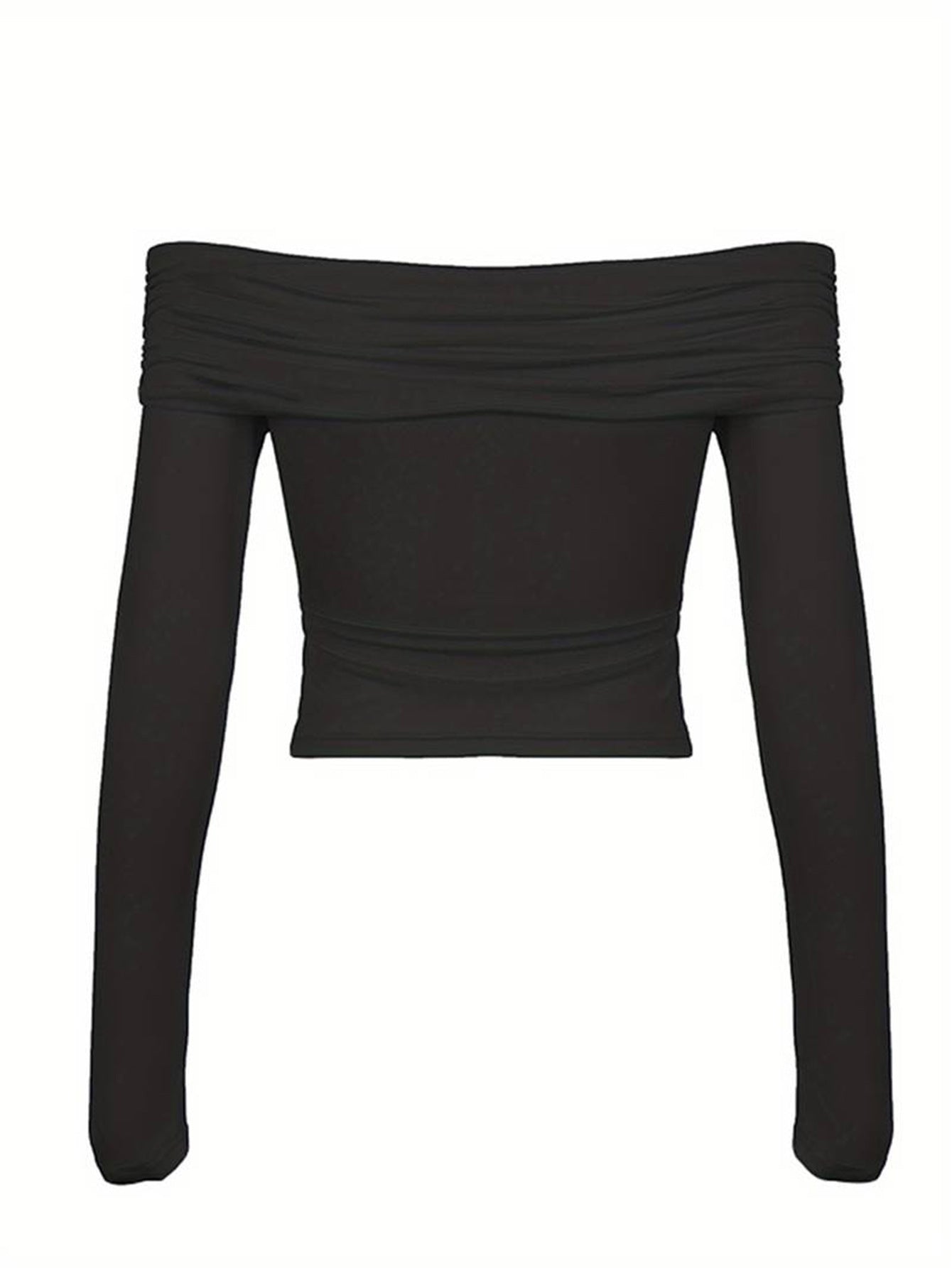 Off Shoulder Slim Fit Top for Women, Sexy Long Sleeve Cropped T-Shirt Elegant Blouse