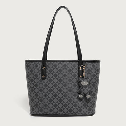 Urban Minimalist Tote Bag for Women - Waterproof PVC Commuter Bag with Multiple Pockets, Large Capacity Zip Top Shoulder Bag for College Students