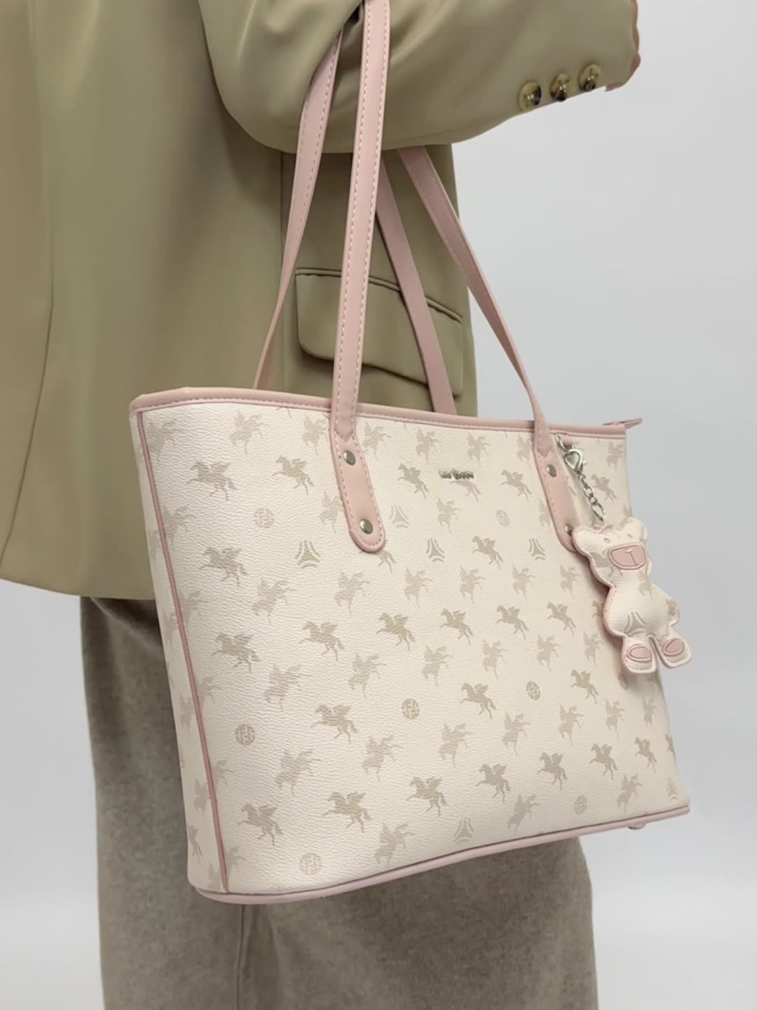 Scratch-Resistant Waterproof Commuter Tote Bag - Recycled PVC Convertible Shoulder Bag with Zippered Organizer (Medium Square)