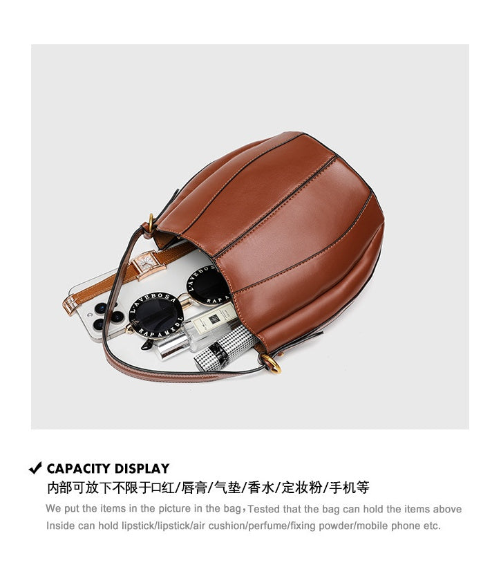 Bucket Shape Tote Bag for Women - Pumpkin Style Drawstring Closure with Magnetic Snap, Convertible Shoulder Bag and Mommy Bag