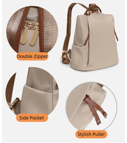 Double Zipper Anti-Theft Backpack for Women - Lightweight Large Capacity Canvas Travel Bag with Top Handle