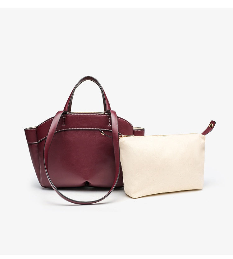 Shell Shape Tote Bag for Women - Medium PU Leather Shoulder Bag, Structured Handle Carry Work Purse