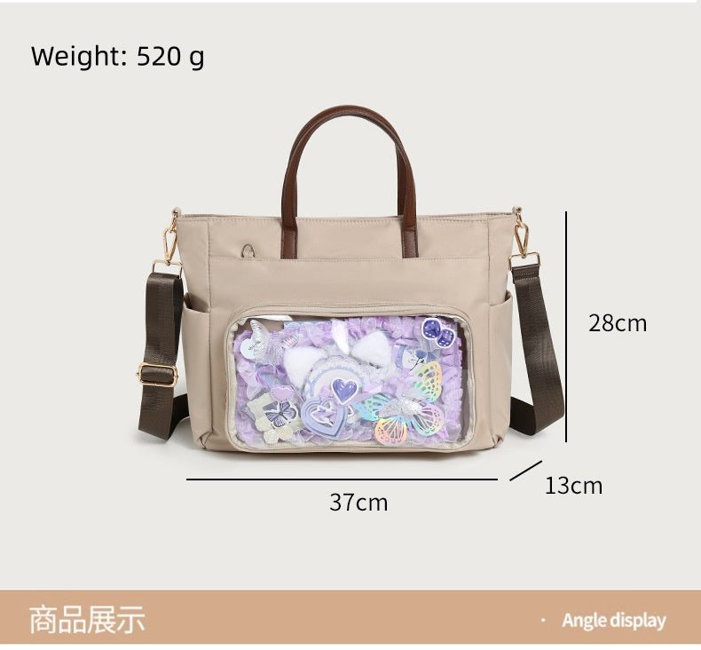 Japanese Style Laptop Tote Bag - Waterproof Oxford Shoulder Bag with Multiple Interlayers, Large Capacity Lightweight Tote with Detachable Adjustable Strap