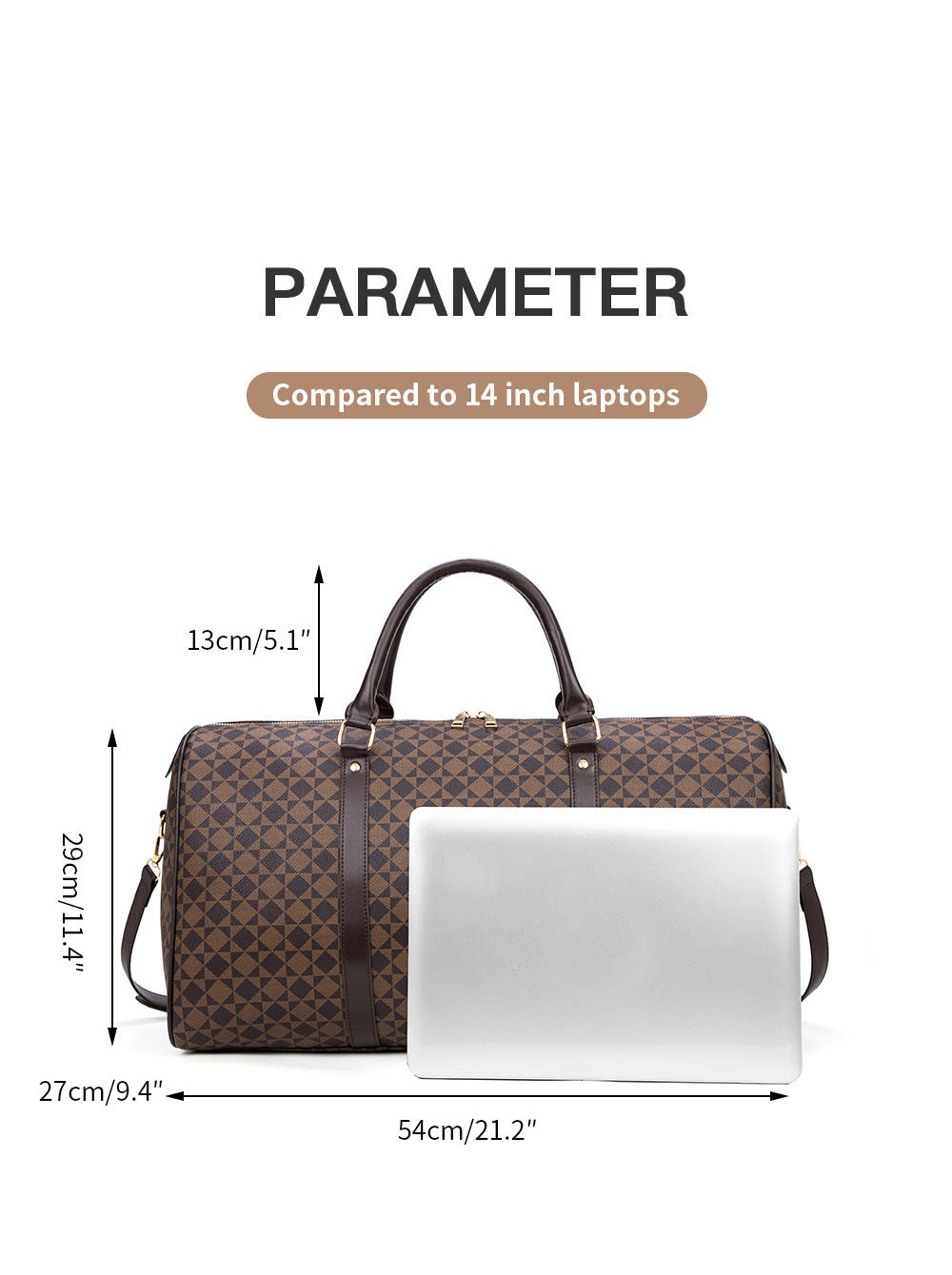 Retro Geometric Print Travel Bag - Large Waterproof PVC Tote with Foldable Design, Unisex Weekender Duffle for Men and Women with Detachable Chain