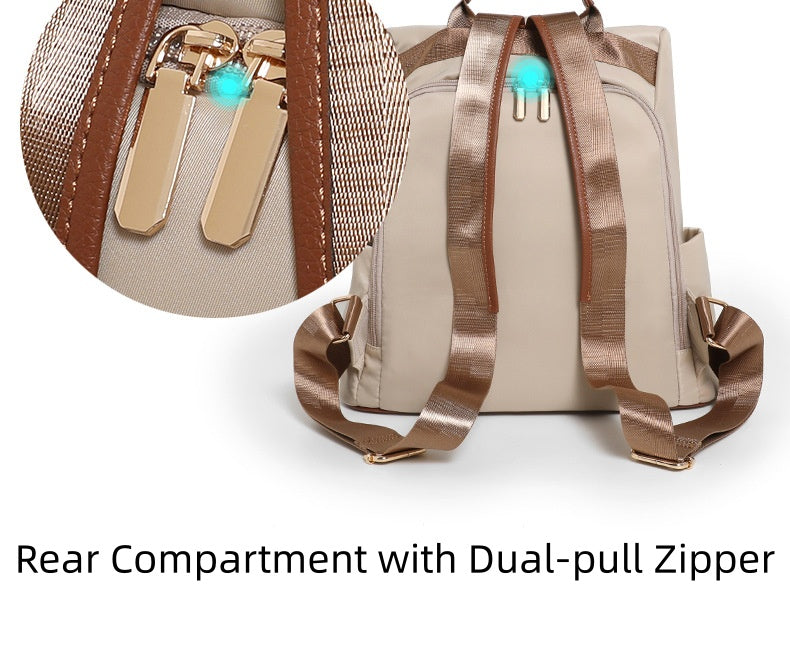 Double Zipper Anti-Theft Backpack for Women - Lightweight Large Capacity Canvas Travel Bag with Top Handle