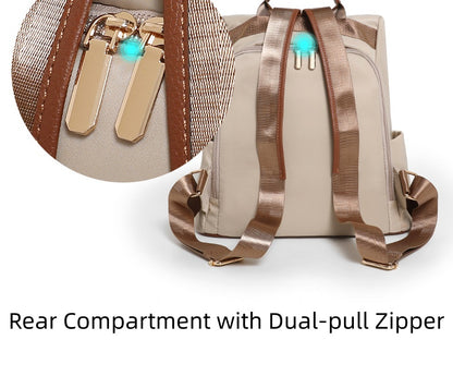 Double Zipper Anti-Theft Backpack for Women - Lightweight Large Capacity Canvas Travel Bag with Top Handle