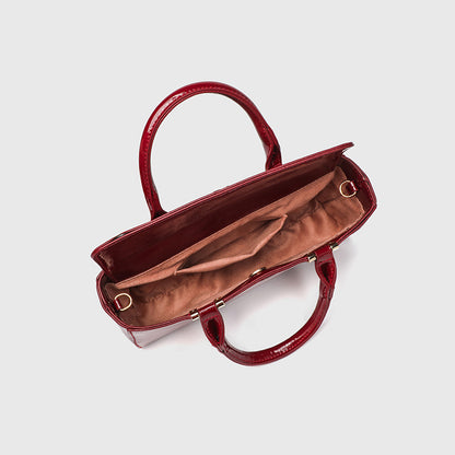 PU Square Bag with Flap - Women's Shoulder Purse with Magnetic Closure, Metal Chain Crossbody Bag