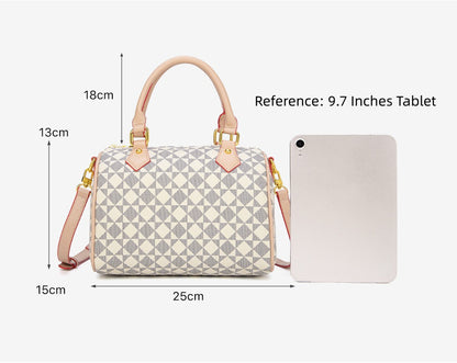 Vintage Boston Bag - PVC Pillow Style Shoulder Bag with Zipper, Retro Women's Purse with Top Handle