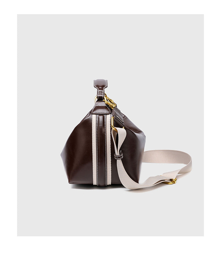 Pillow Shape Square Bag - Waxed PU Leather Zip Top Purse for Women, Convertible Shoulder Bag with 2 Detachable Straps