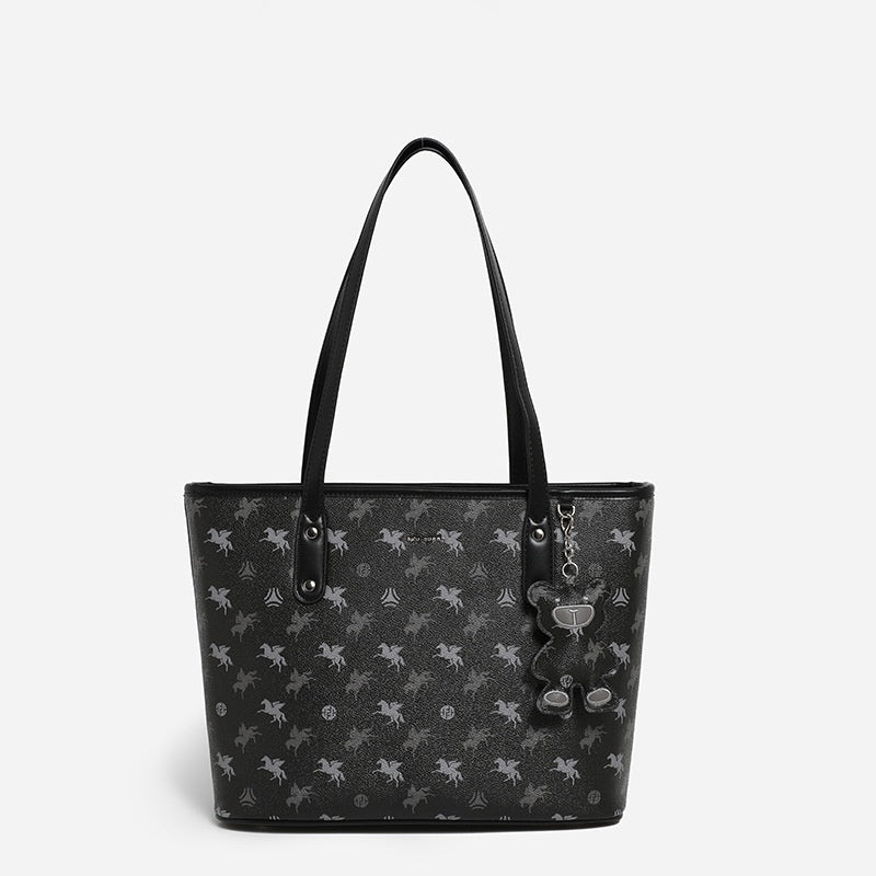 Scratch-Resistant Waterproof Commuter Tote Bag - Recycled PVC Convertible Shoulder Bag with Zippered Organizer (Medium Square)