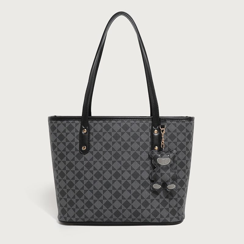 Scratch-Resistant Waterproof Commuter Tote Bag - Recycled PVC Convertible Shoulder Bag with Zippered Organizer (Medium Square)