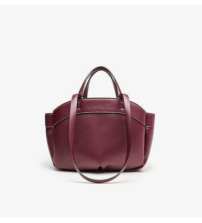 Shell Shape Tote Bag for Women - Medium PU Leather Shoulder Bag, Structured Handle Carry Work Purse