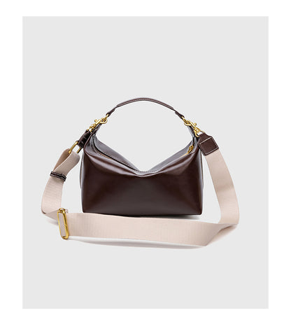 Pillow Shape Square Bag - Waxed PU Leather Zip Top Purse for Women, Convertible Shoulder Bag with 2 Detachable Straps