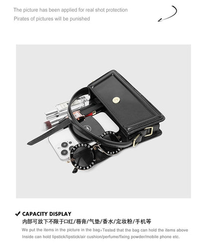 Magnetic Closure Saddle Bag - Adjustable Brown & Black PU Mini Crossbody Bag, Convertible Flap Handbag with Detachable Strap