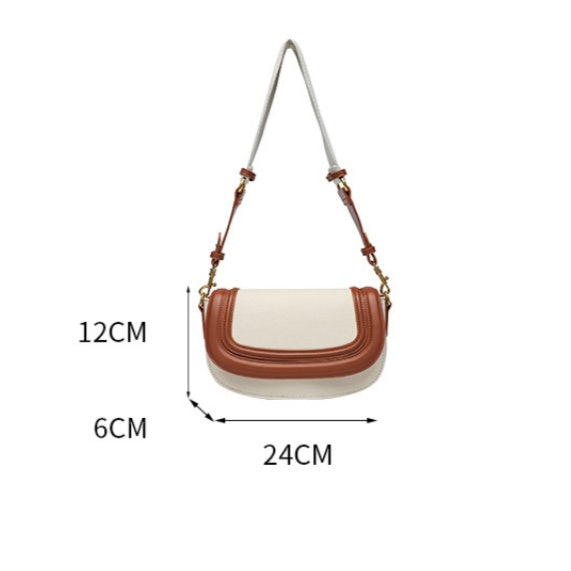 Retro Saddle Bag for Women - Vegan Leather Oval Crossbody Purse with Unique Design, Minimalist Commuter