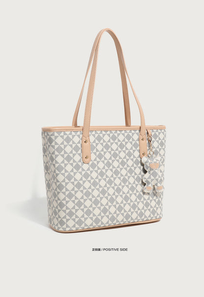 Urban Minimalist Tote Bag for Women - Waterproof PVC Commuter Bag with Multiple Pockets, Large Capacity Zip Top Shoulder Bag for College Students