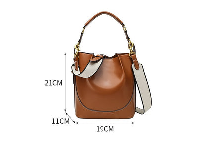Vintage Ruched Bucket Bag - Large Capacity PU Bag with Magnetic Closure, Wide Strap Shoulder Bag for Women