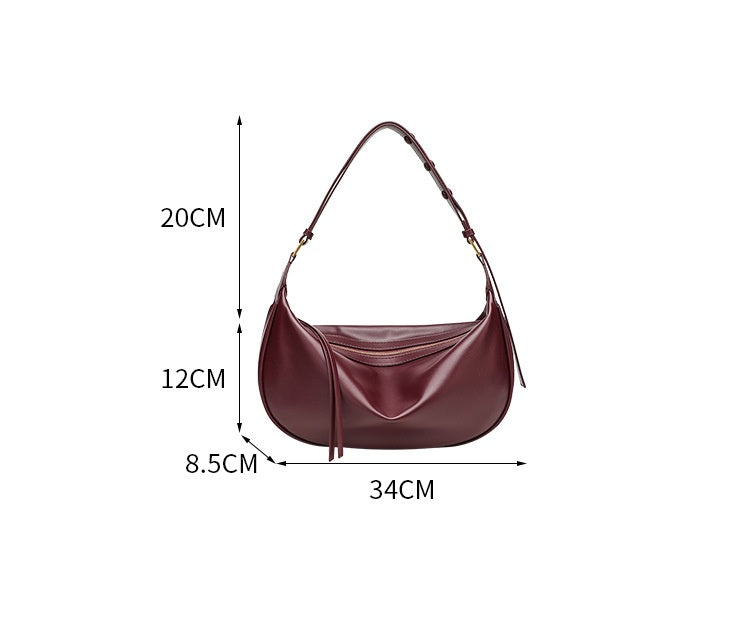 Vintage PU Shoulder Bag - Zipper Top Hobo Purse with Detachable Strap, Adjustable Underarm Bag
