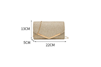 Vintage Clutch Bag with Metal V Charm - Magnetic Closure Evening Purse, Minimalist Chain Strap Party Bag in Structured PU