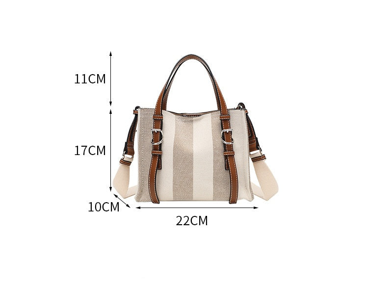 Canvas Tote Bag - Square Horizontal Shoulder Bag with Magnetic Closure, Versatile Crossbody Purse with 2 Detachable Straps