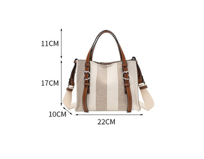 Canvas Tote Bag - Square Horizontal Shoulder Bag with Magnetic Closure, Versatile Crossbody Purse with 2 Detachable Straps