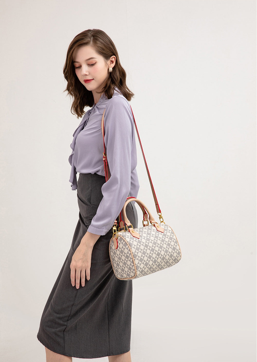 Vintage Boston Bag - PVC Pillow Style Shoulder Bag with Zipper, Retro Women's Purse with Top Handle