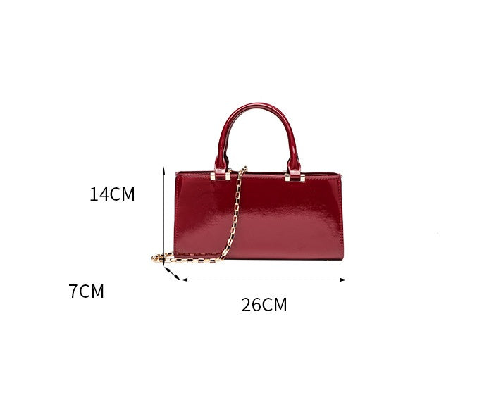 PU Square Bag with Flap - Women's Shoulder Purse with Magnetic Closure, Metal Chain Crossbody Bag