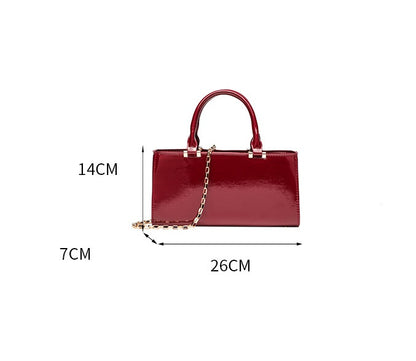 PU Square Bag with Flap - Women's Shoulder Purse with Magnetic Closure, Metal Chain Crossbody Bag