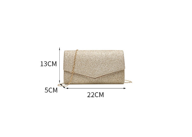Horizontal Square Clutch Bag for Women, Elegant Polyester Evening Purse with Detachable Chain Strap