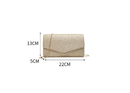 Horizontal Square Clutch Bag for Women, Elegant Polyester Evening Purse with Detachable Chain Strap
