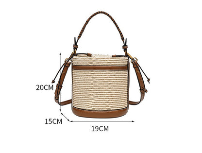 Woven Straw Beach Bag - Adjustable Detachable Shoulder Strap Bucket Bag, Women's Vacation Crossbody Purse for Resort Holiday