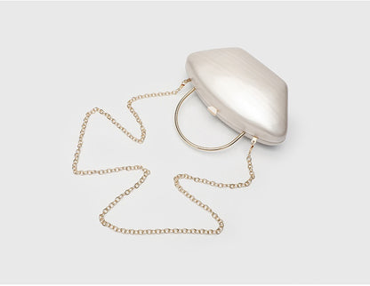 Urban Minimalist Clutch Bag - Acrylic Hard Shell Evening Purse with Detachable Chain, Square Horizontal Wedding Party Bag