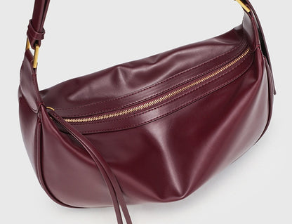 Vintage PU Shoulder Bag - Zipper Top Hobo Purse with Detachable Strap, Adjustable Underarm Bag